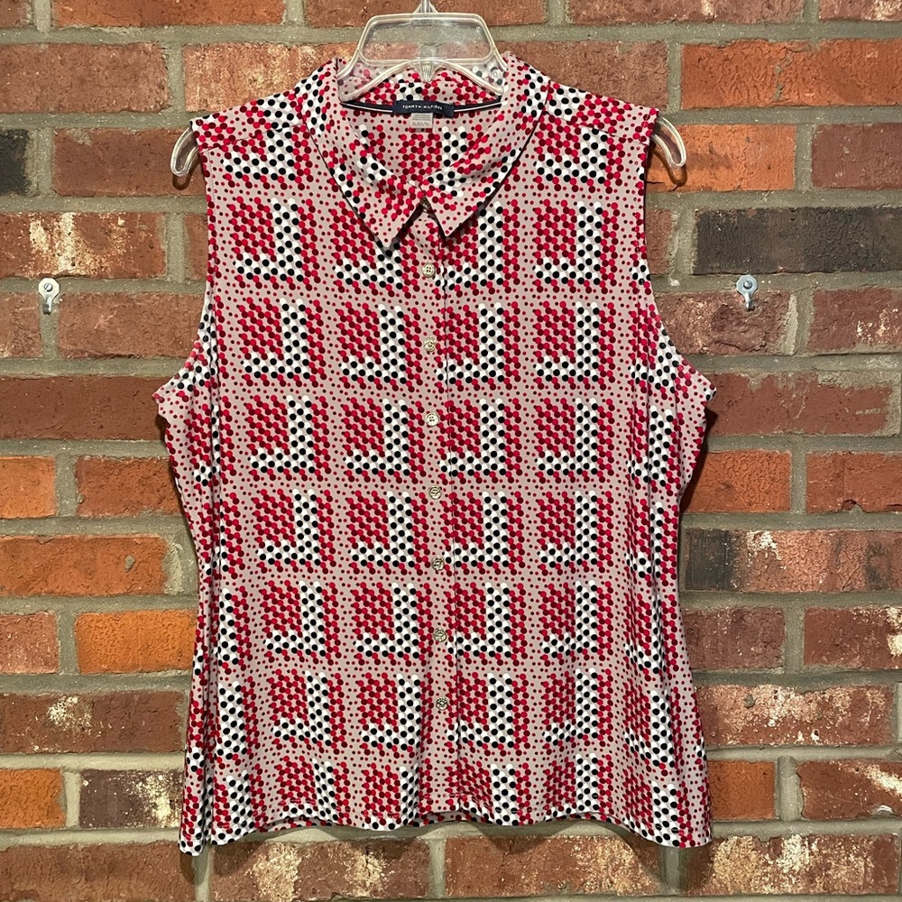 Tommy Hilfiger Polka Dot Sleeveless Blouse, XL